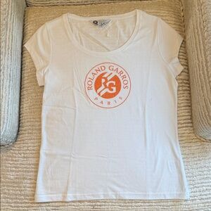 Roland Garros Paris Women's White Tee with Orange Logo